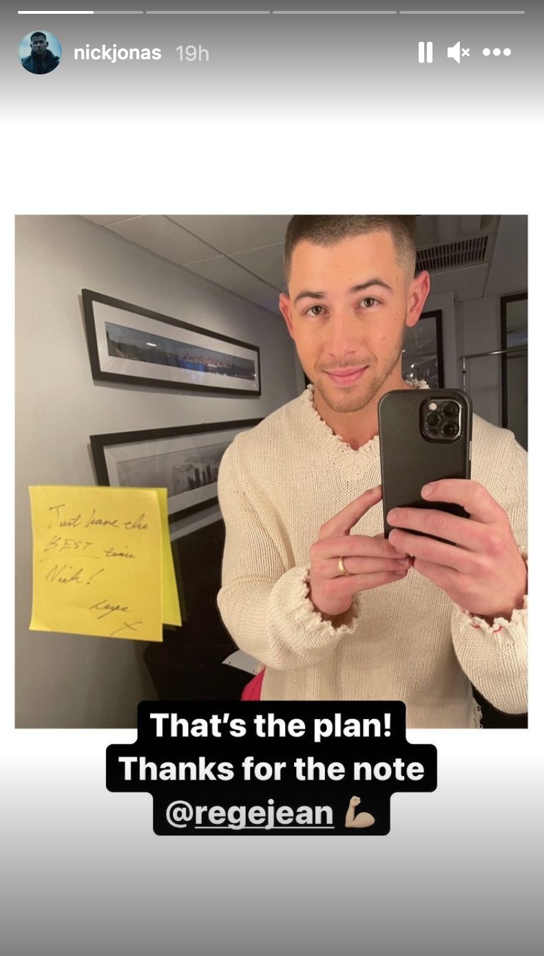 A screenshot of Nick posing with Regé-Jean&#x27;s note