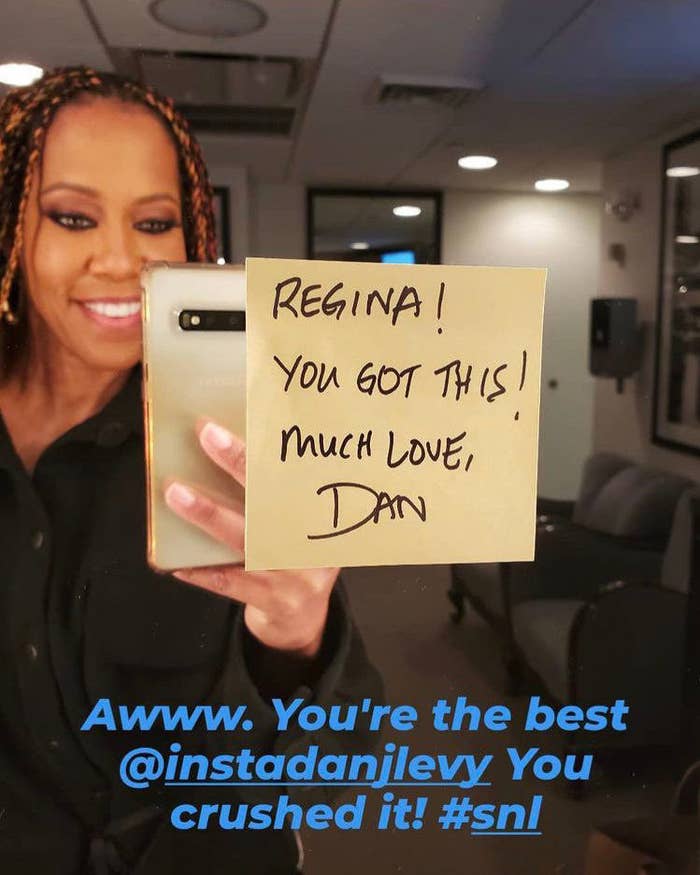 Regina posing with Dan's note