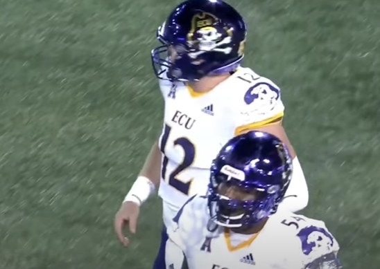 Purple helmet (reflective) with a skull and crossbones wearing an &quot;ECU&quot; pirate hat