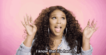 Lizzo saying, &quot;I know that it&#x27;s hard but you have to try.&quot;