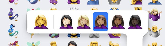 Emoji number 4 is a woman with brunette hair and a tan/olive skin tone