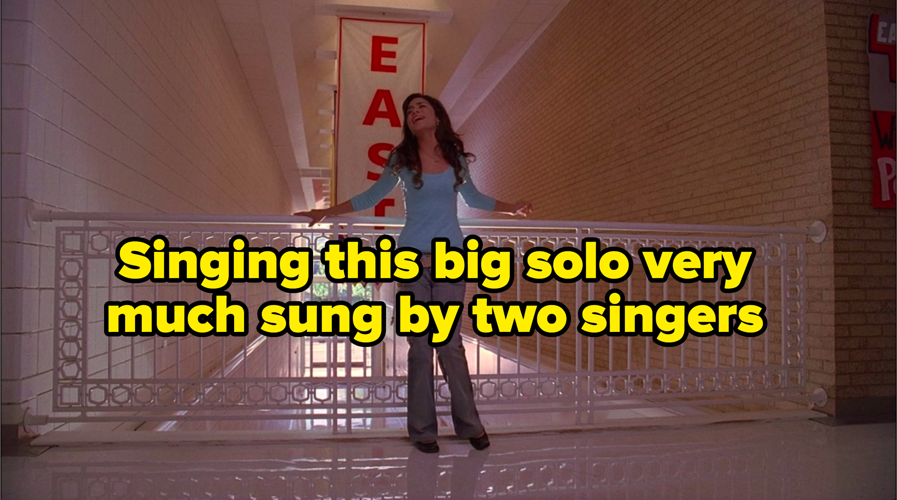 &quot;Singing this big solo very much sung by two singers&quot; written over Gabriella singing &quot;Where There Was me and You&quot;