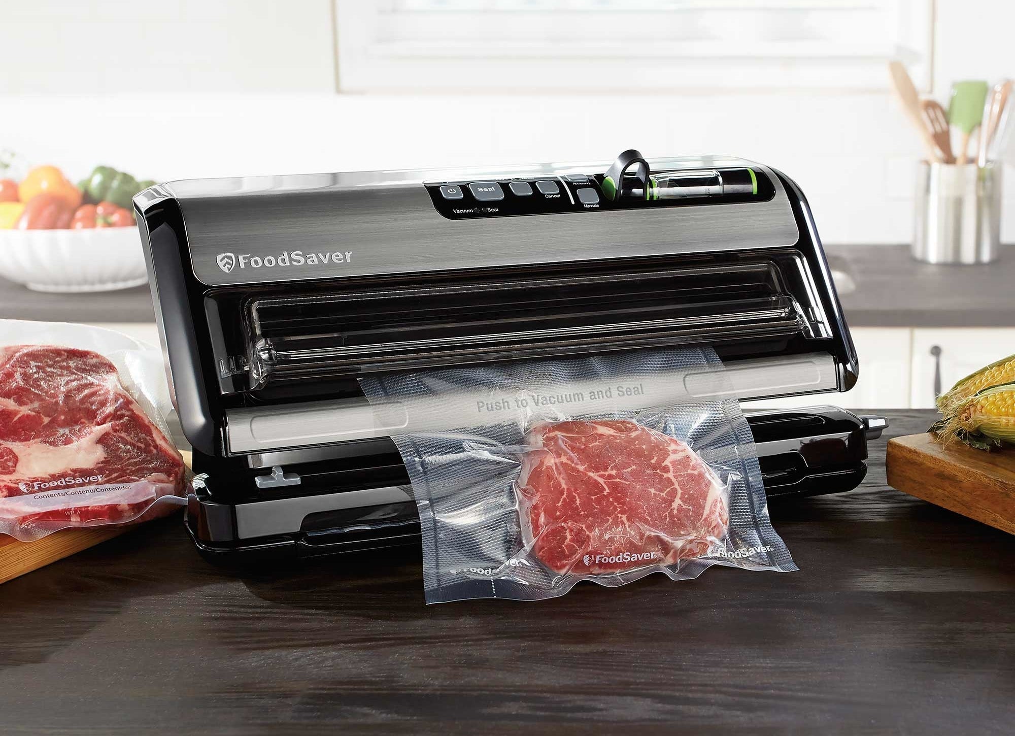 The vacuum sealer, sealing up some meat