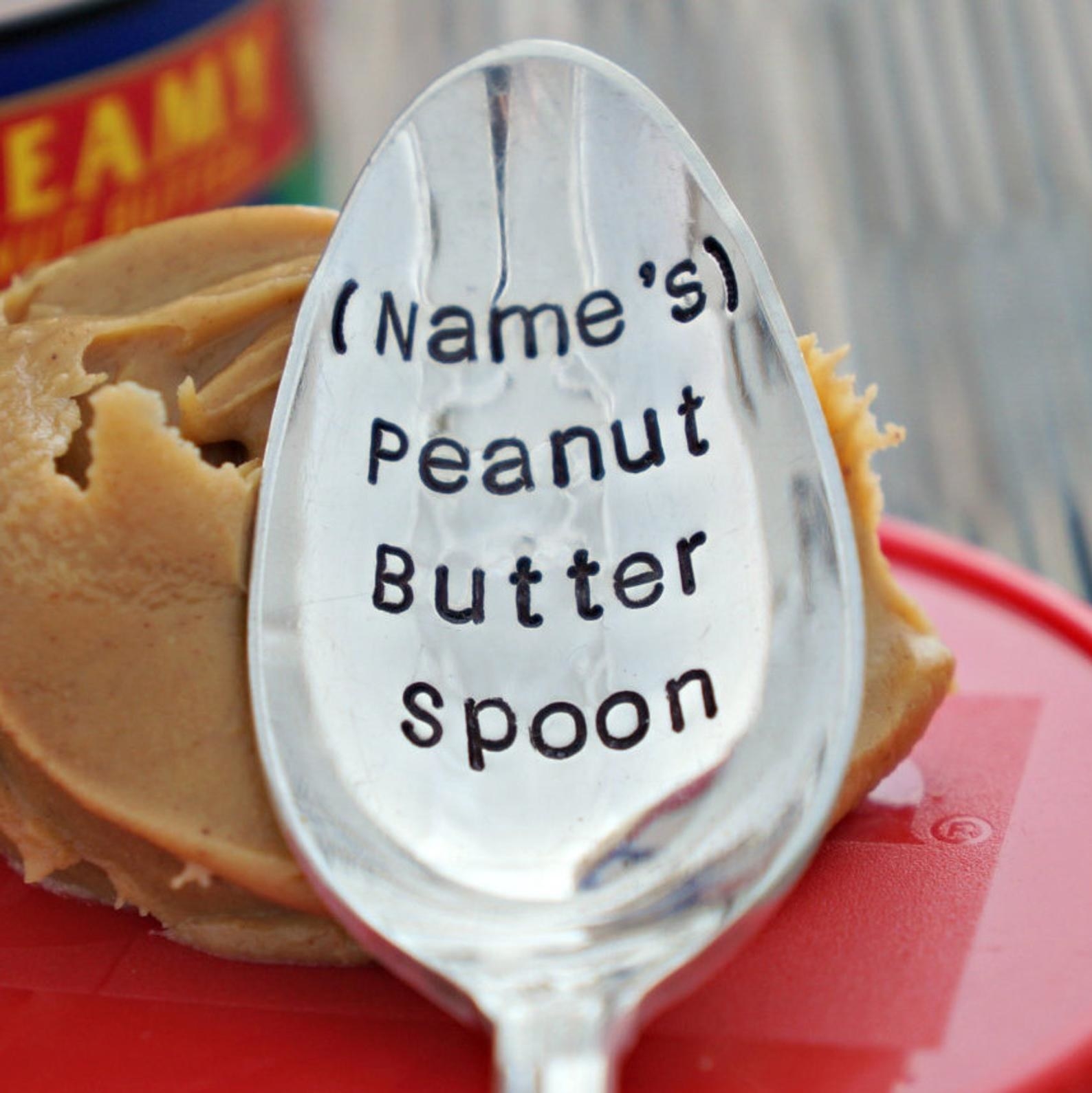 the customizable peanut butter spoon on top of peanut butter