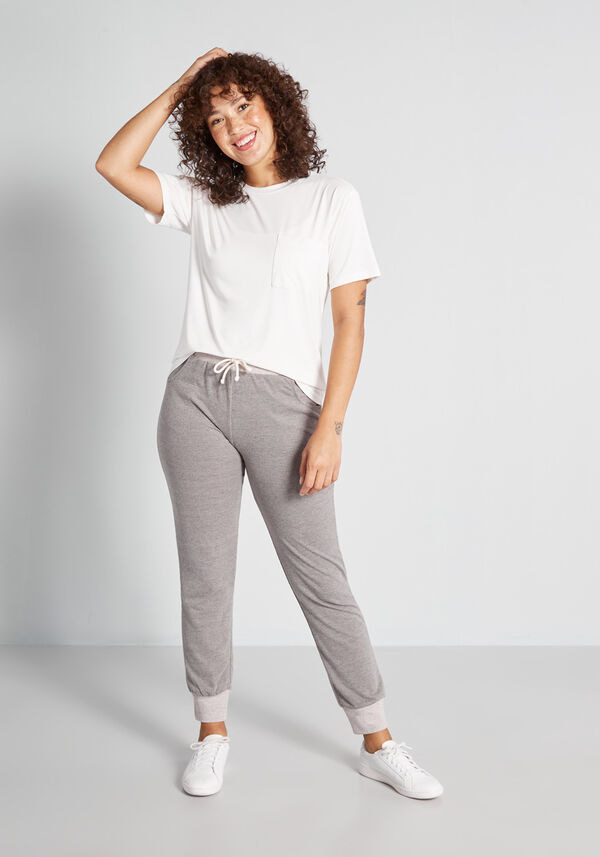 A model wearing the joggers