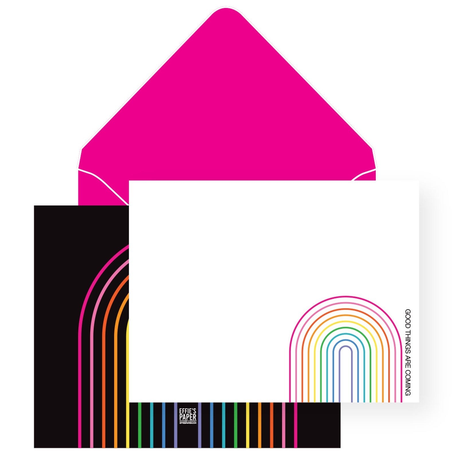Set of note cards and envelopes with a rainbow design