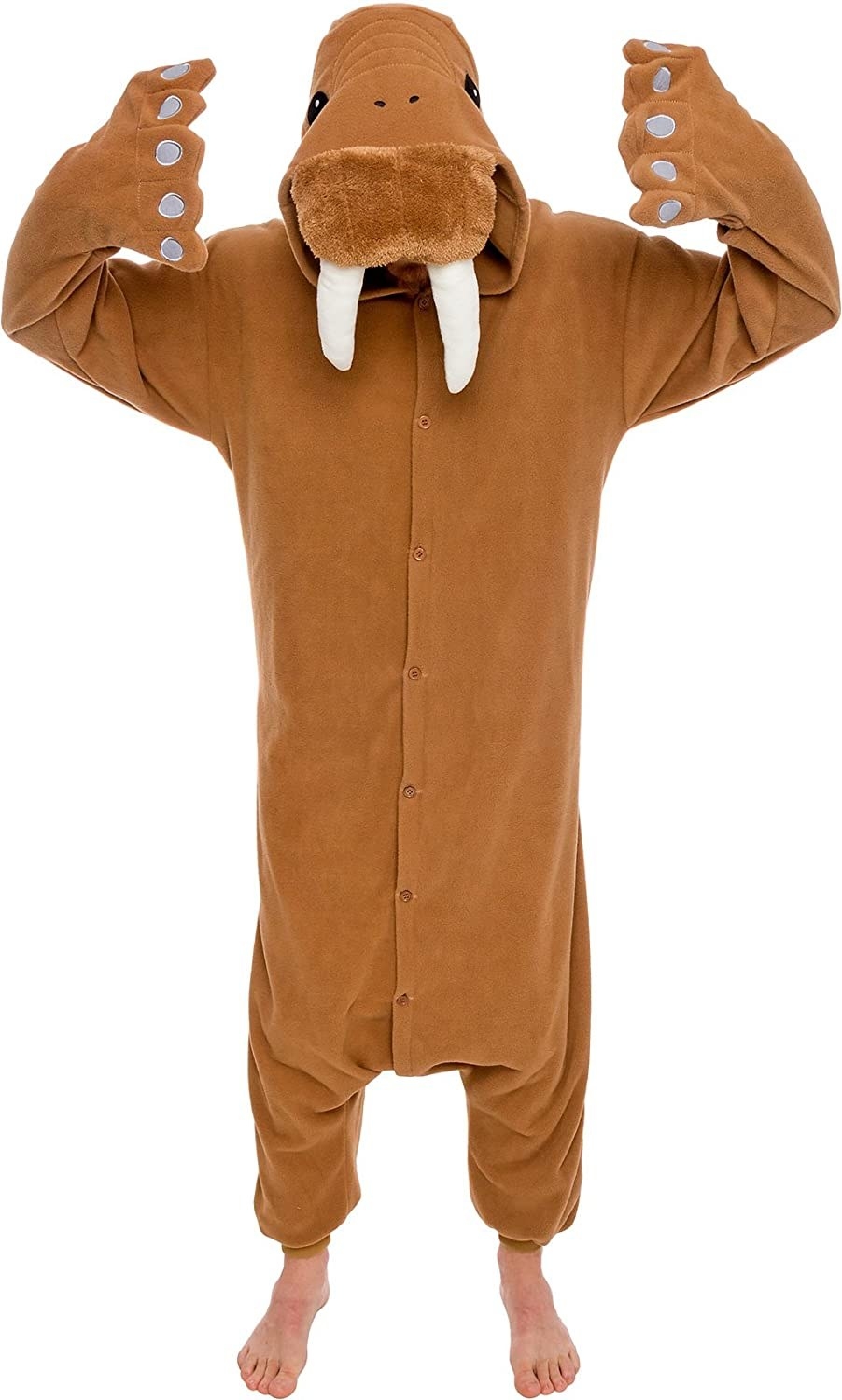 A person wearing the Walrus shaped onesie