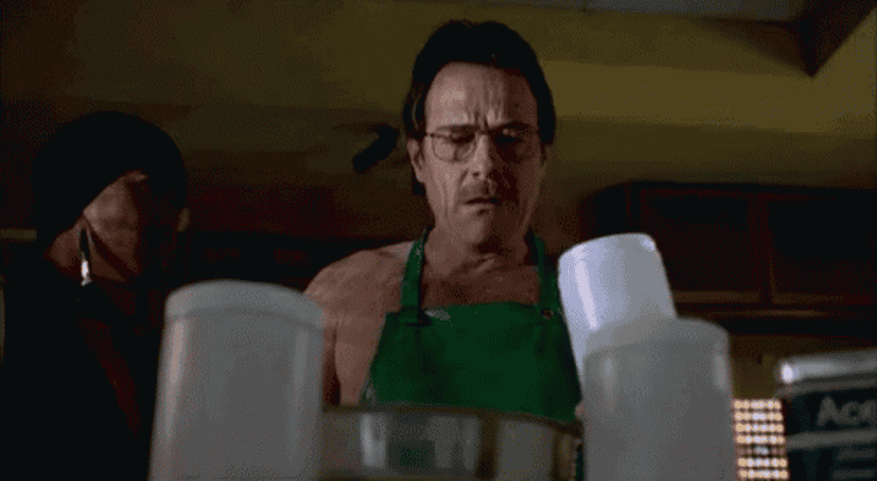 In Breaking Bad, Walt throws chemicals in the pot and starts a fire