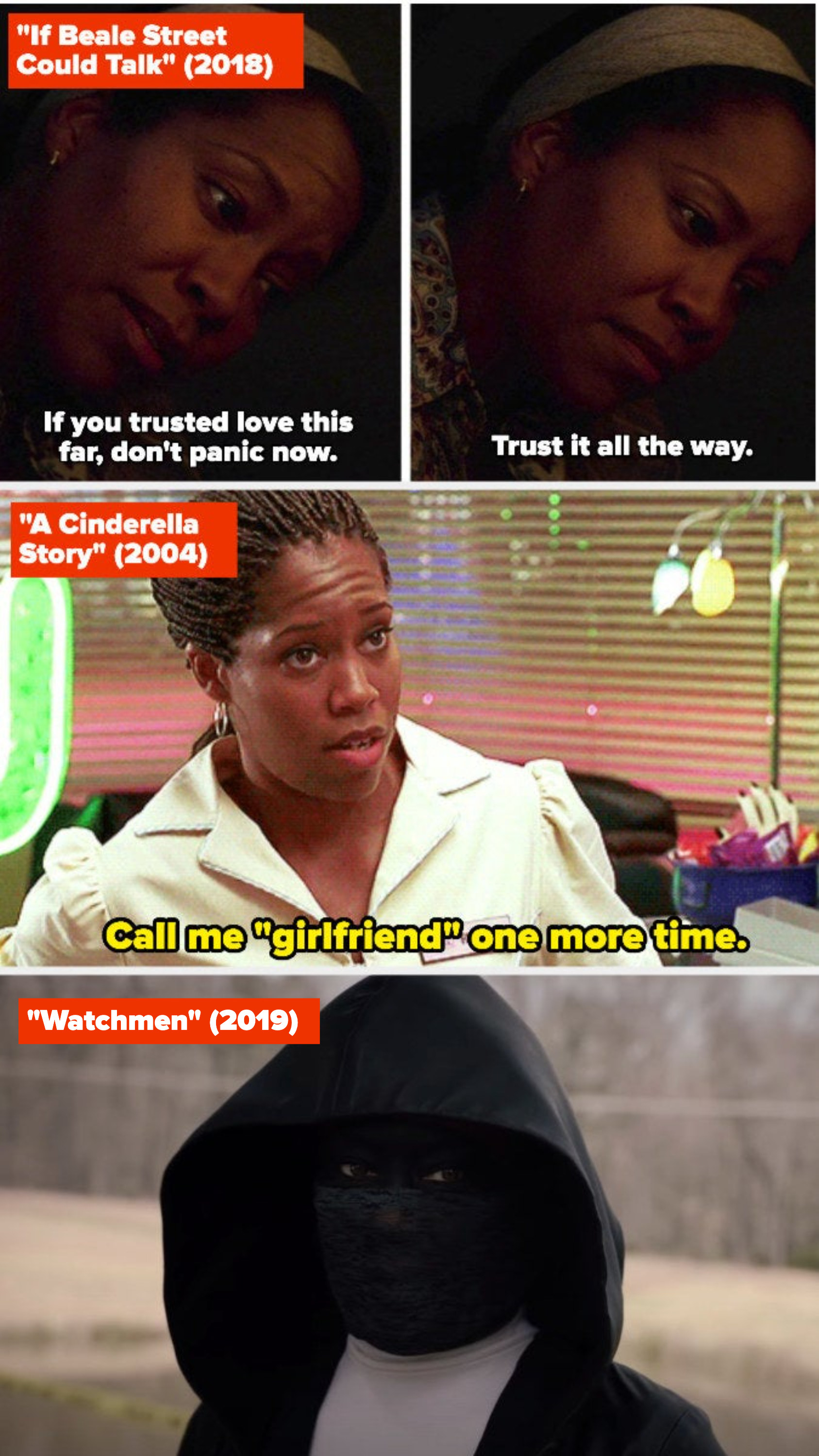 Regina King in "If Beale Street Could Talk," "A Cinderella Story," and "Watchmen"