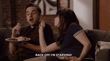 Nick Miller from New Girl saying &quot;Back off, I&#x27;m starving&quot;