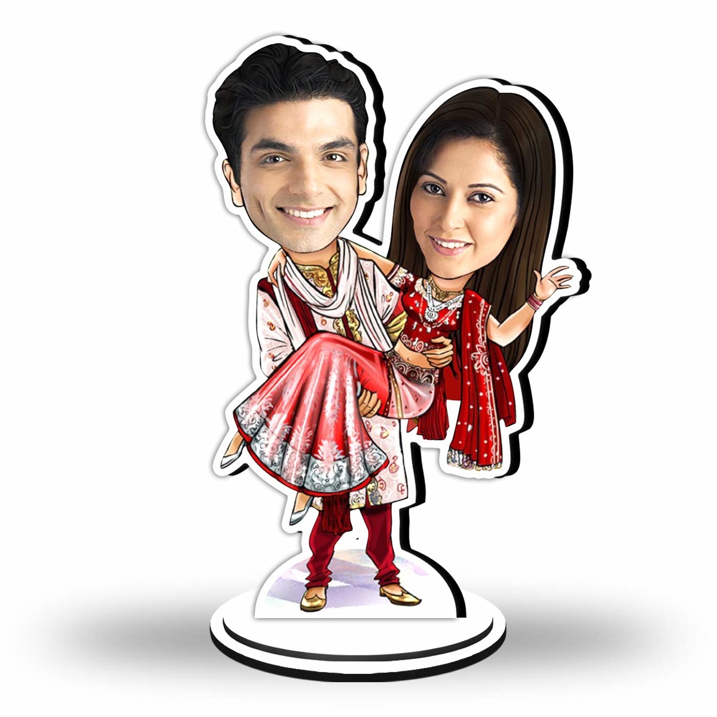 A bride and groom caricature