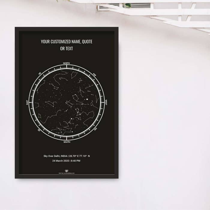 Personalised star map against a white background