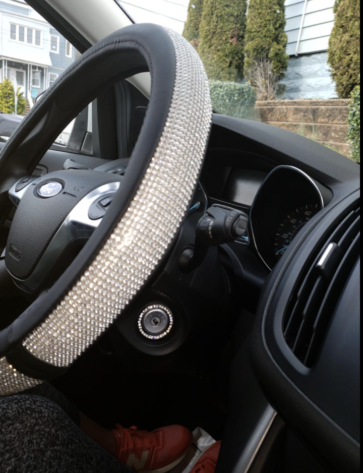 reviewer photo of bling steering wheel cover