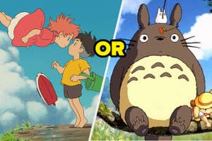 Screencaps from Ponyo and My Neighbor Totoro with "or" in between