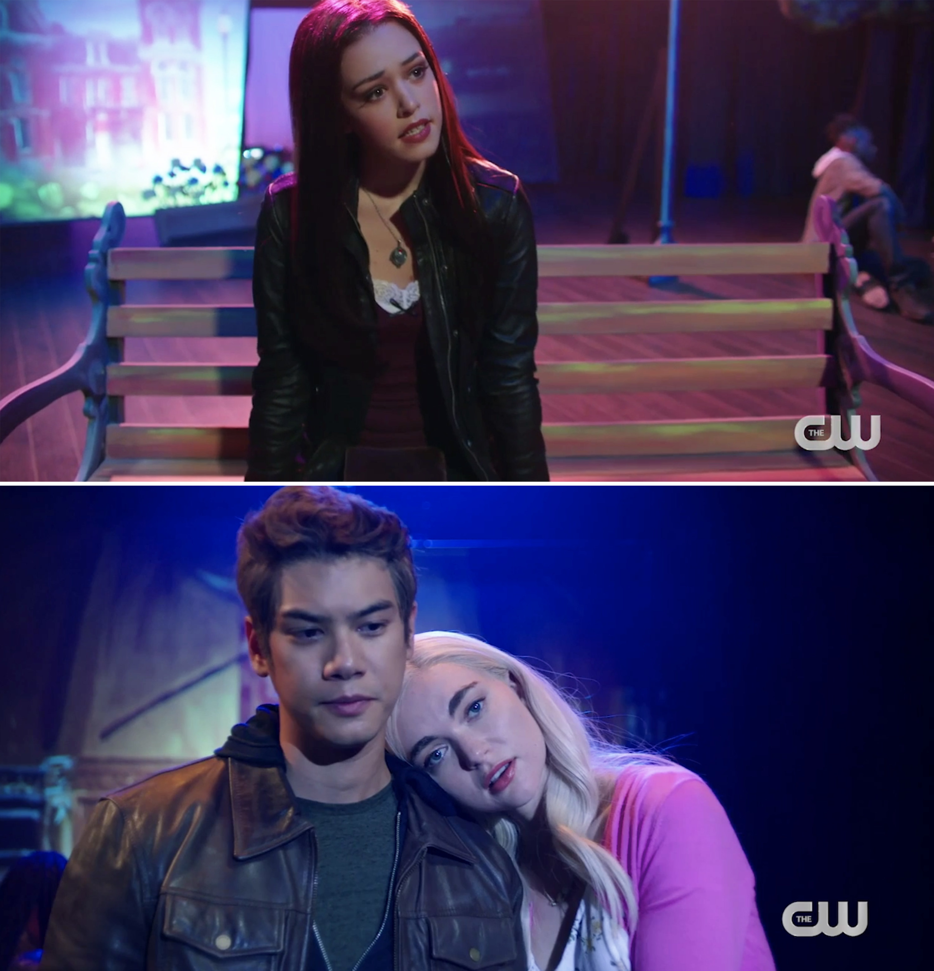 Josie as Elena and Jed and Lizzie as Stefan and Caroline in &quot;Salvatore: The Musical&quot; on &quot;Legacies&quot;