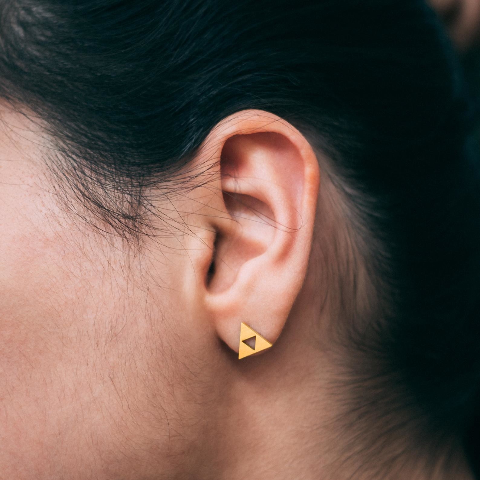 gold triforce stud earrings