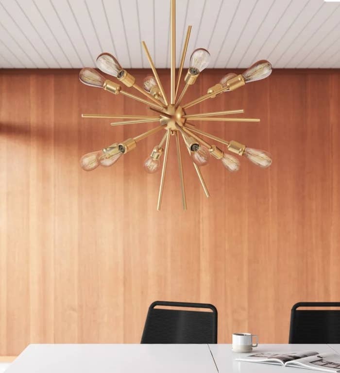 Gold pronged chandelier