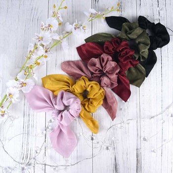 set of scrunchies lined out