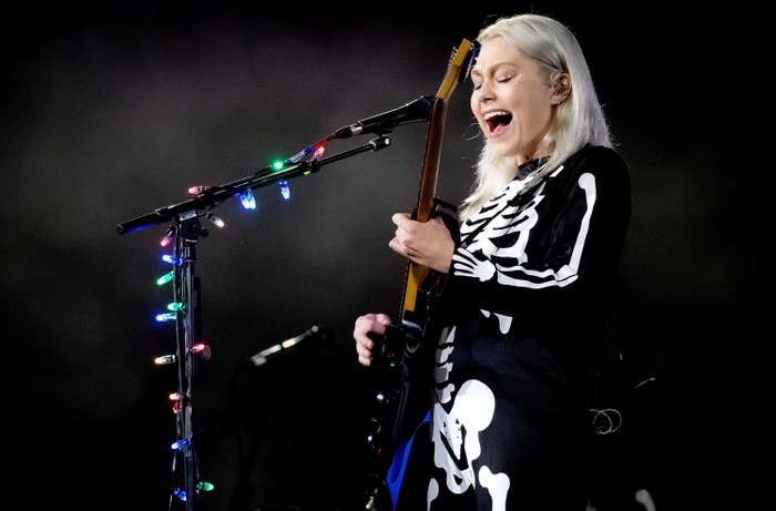 Phoebe Bridgers plays guitar and sings at Red Rocks Amphitheatre