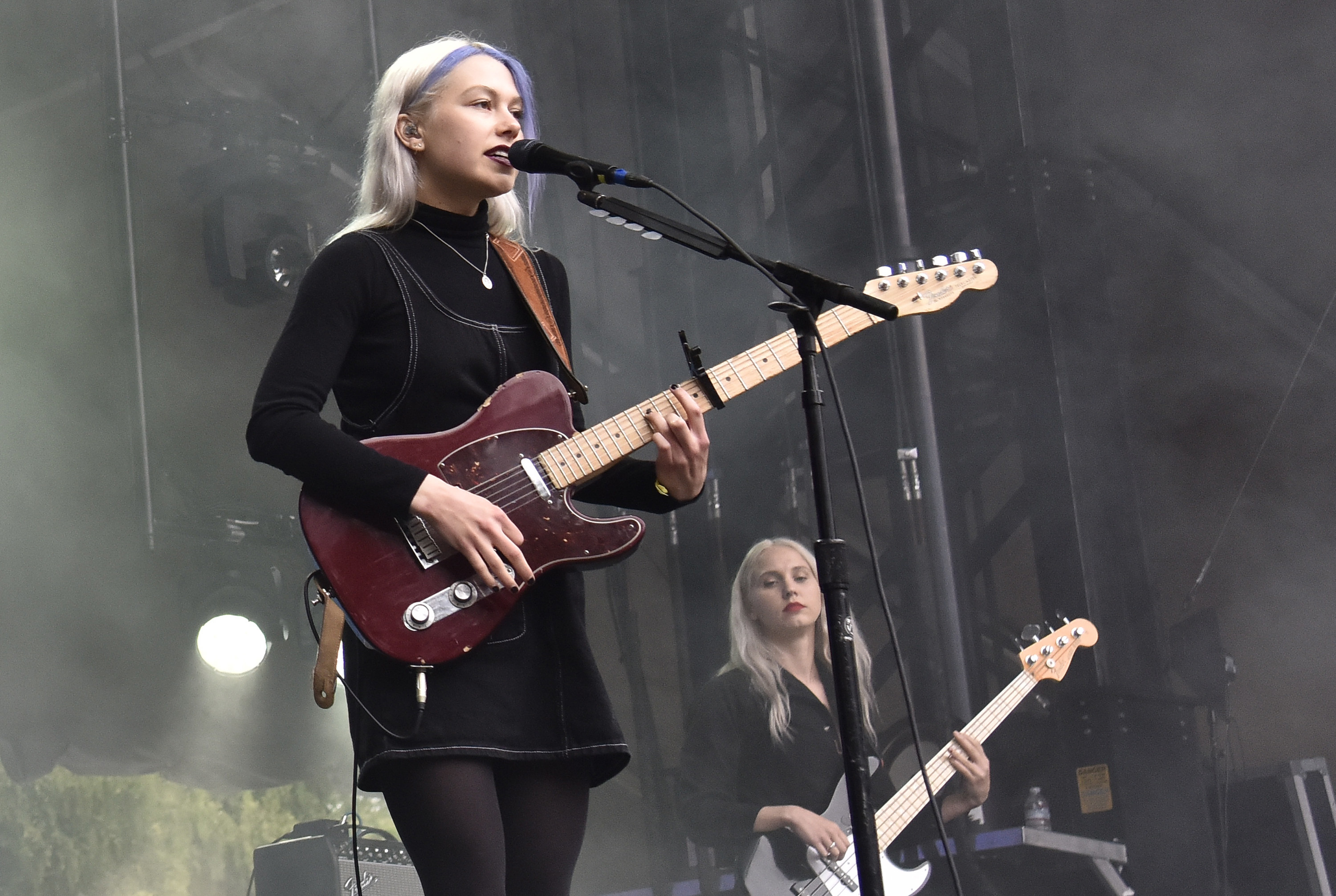 Phoebe Bridgers plays guitar and sings as part of Better Oblivion Community Center at the 2019 Outside Lands festival