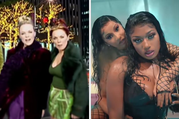 Stills from "2 Become 1" and "WAP" music videos