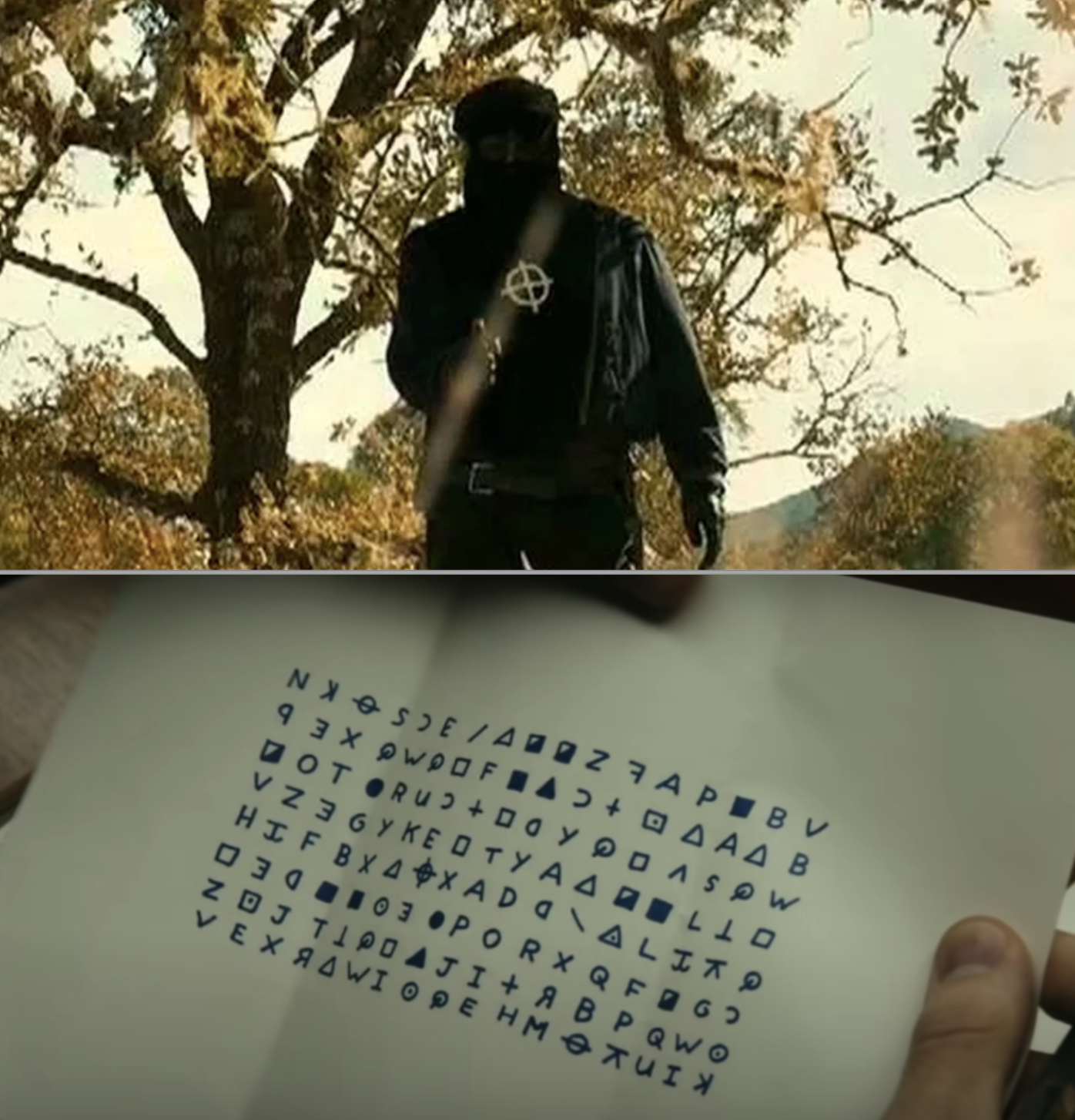 The Zodiac Killer and a note during two scenes in David Fincher&#x27;s &quot;Zodiac&quot;