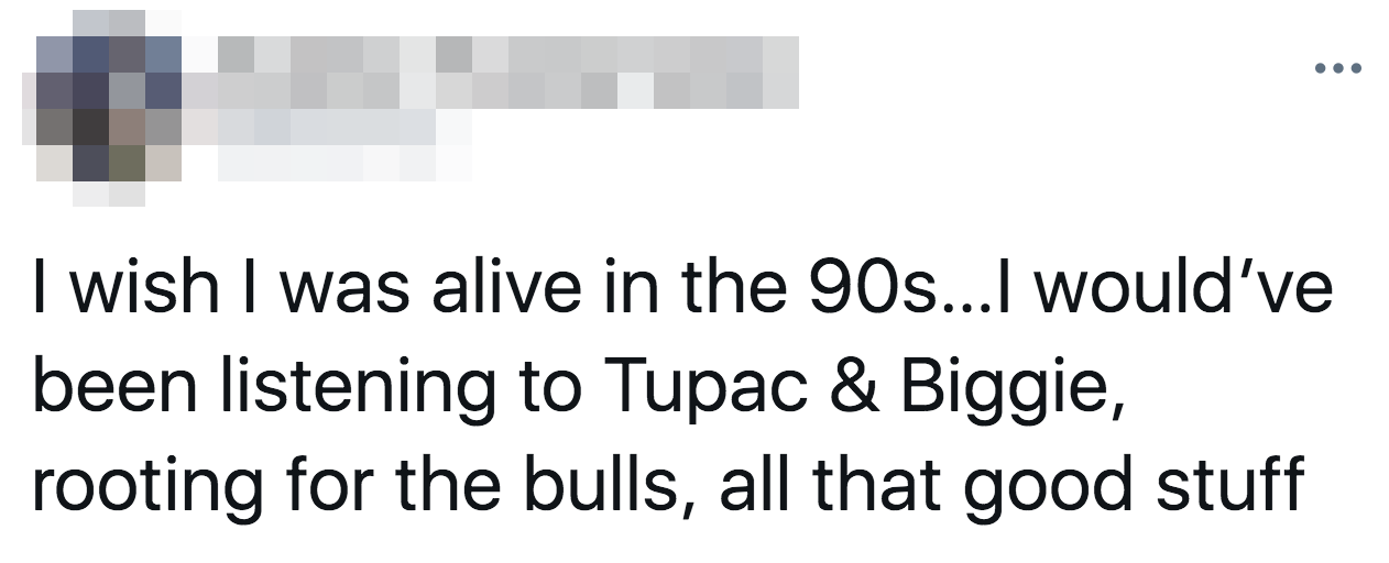 tweet of someone wishing they could watch the bulls in the 90s
