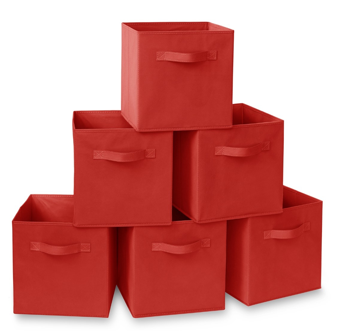 The set of six collapsible storage cubes in red