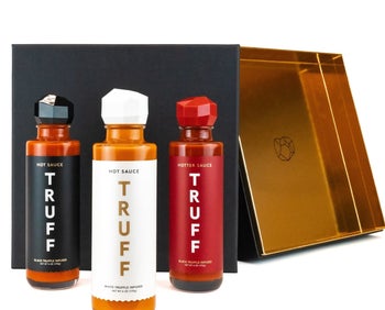 All three sauces in front of their box