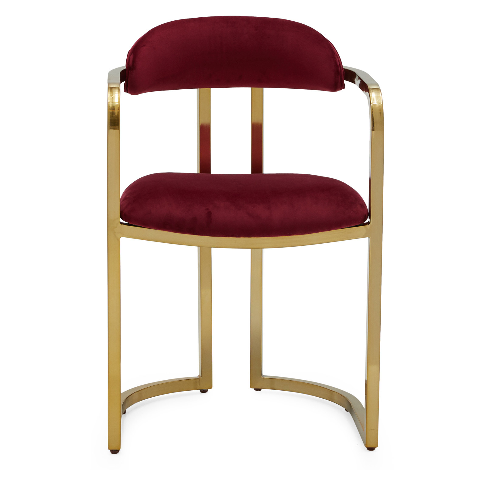 The chair, which has a burgundy velvet seat and upper back support, and two Art Deco arches in its frame