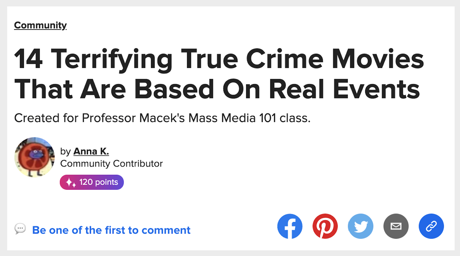 a buzzfeed headline that says 14 terrifying true crime movies that are based on real events