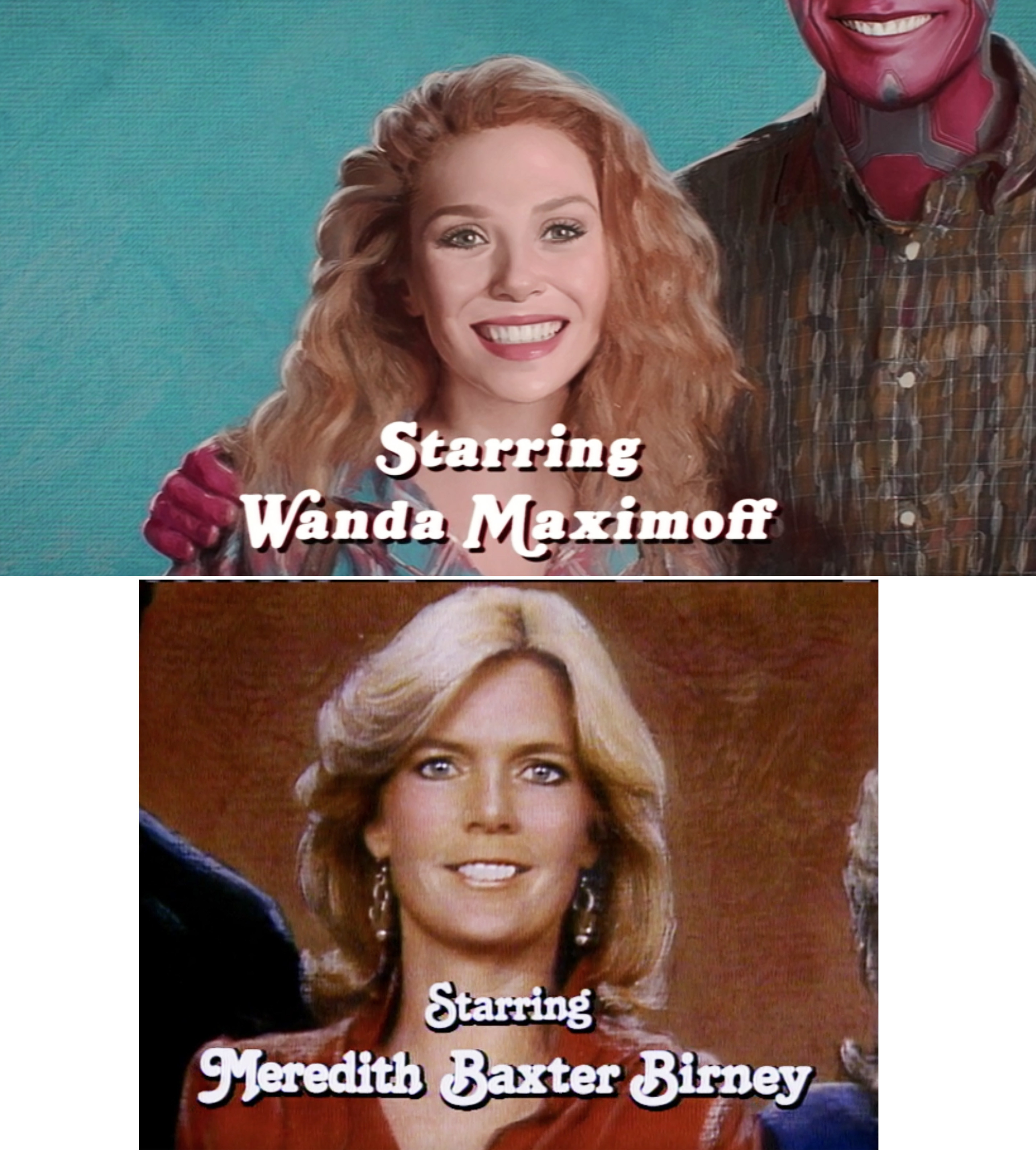 Wanda in the opening credits vs. Meredith Baxter Birney in the "Family Ties" opening credits