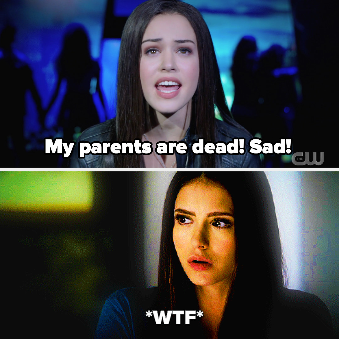 Josie sings &quot;my parents are dead! Sad!&quot; and Elena&#x27;s like &quot;wtf&quot; 