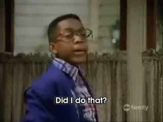 Steve Urkel says his famous catch phrase: &quot;Did I do that?&quot; 