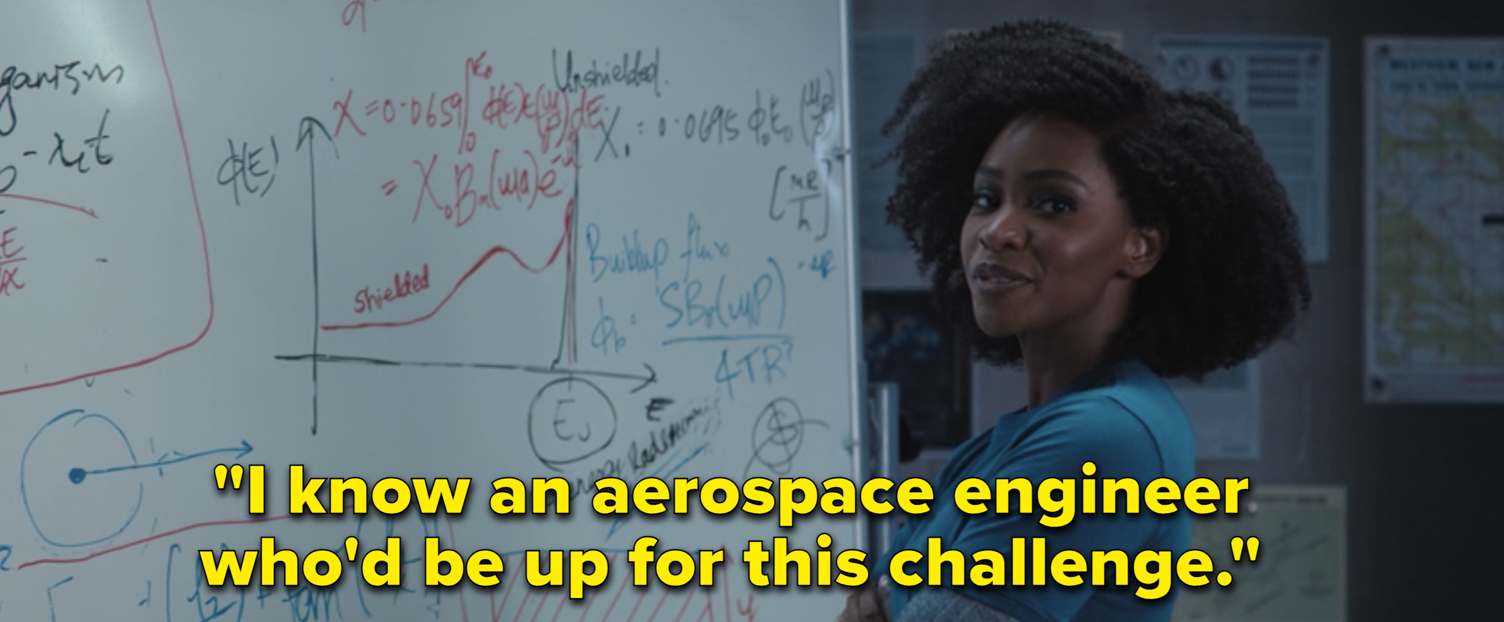 Monica saying, &quot;I know an aerospace engineer who&#x27;d be up for this challenge&quot;