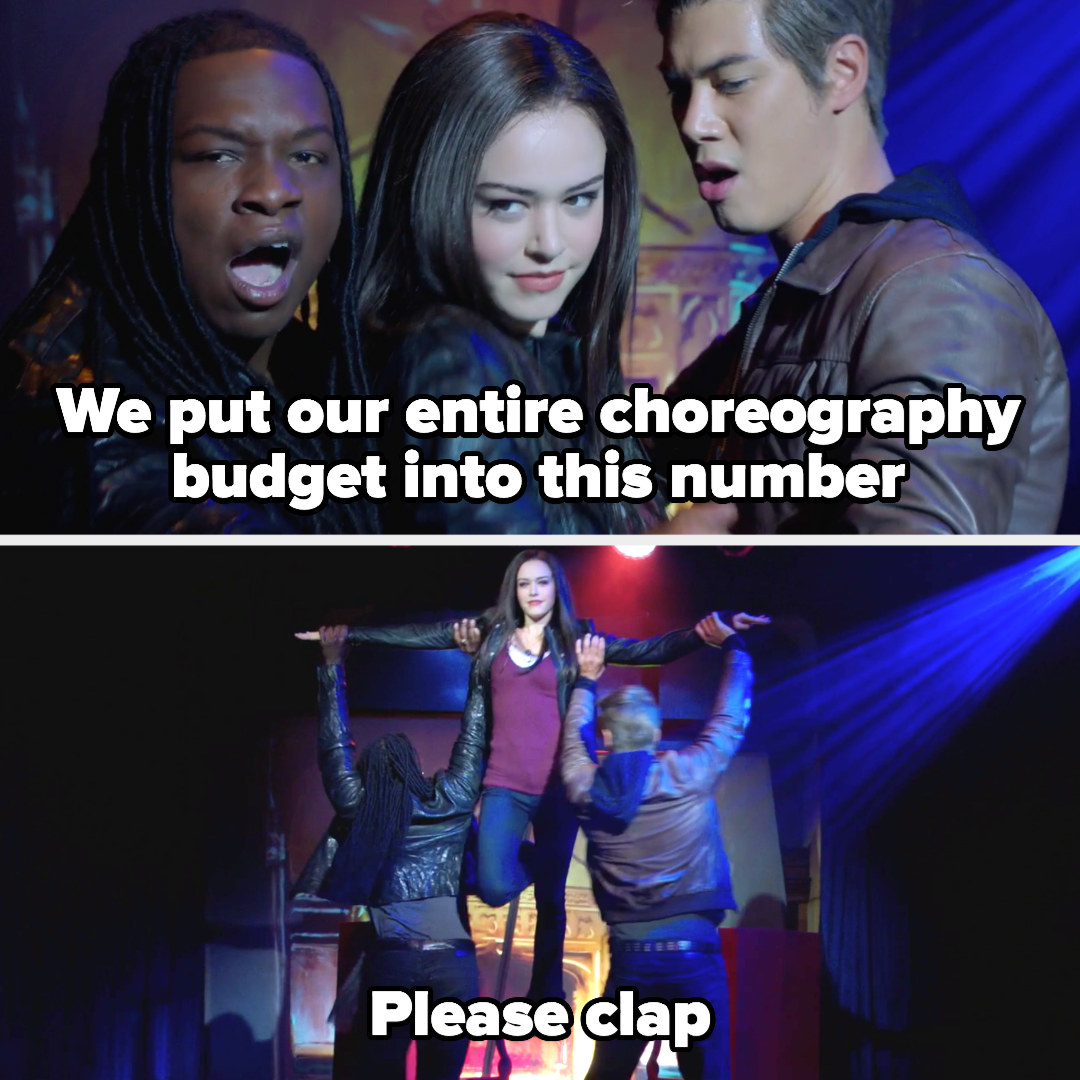 Josie Kaleb and Jed as Elena Damon and Stefan dancing with the caption &quot;we put our entire choreography budget into this number, please clap&quot;