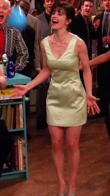 Monica wearing a short dress