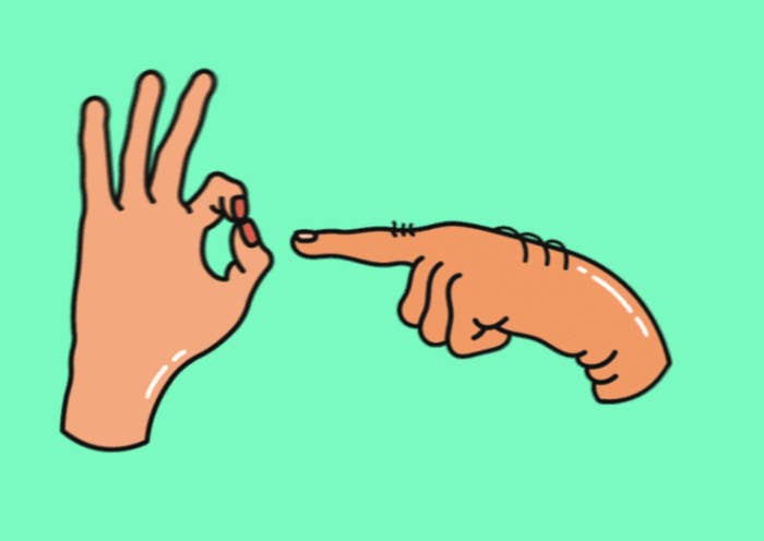 An illustration of the hand sex symbol