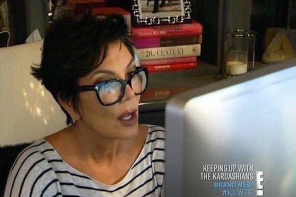 Kris Jenner looking shocked at her iMac