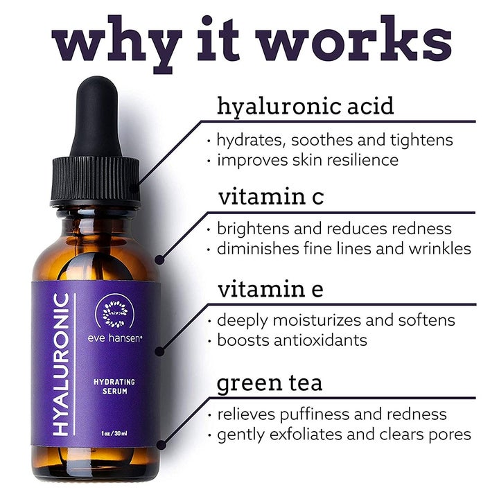 Infographic explaining the benefits of the serum and its ingredients