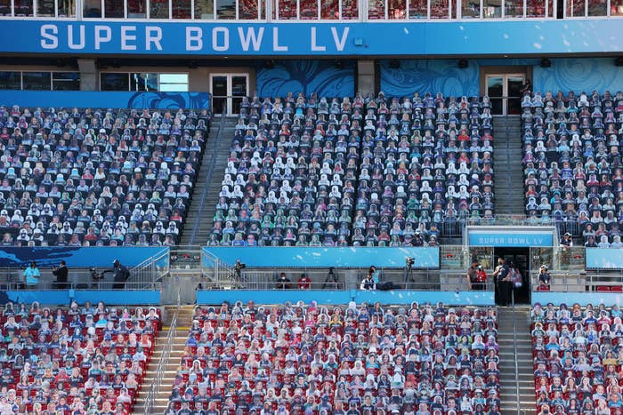 Every seat in the arena appears to be filled at the Super Bowl