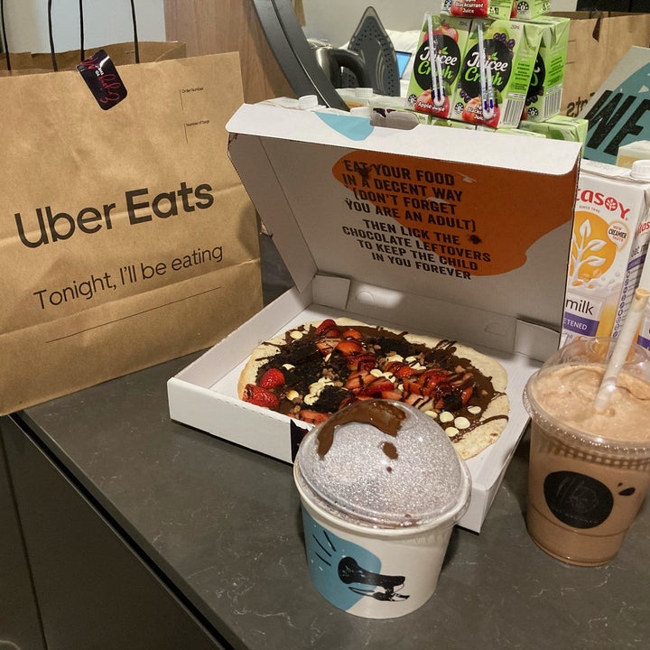 Some chocolate pastries delivered via UberEats