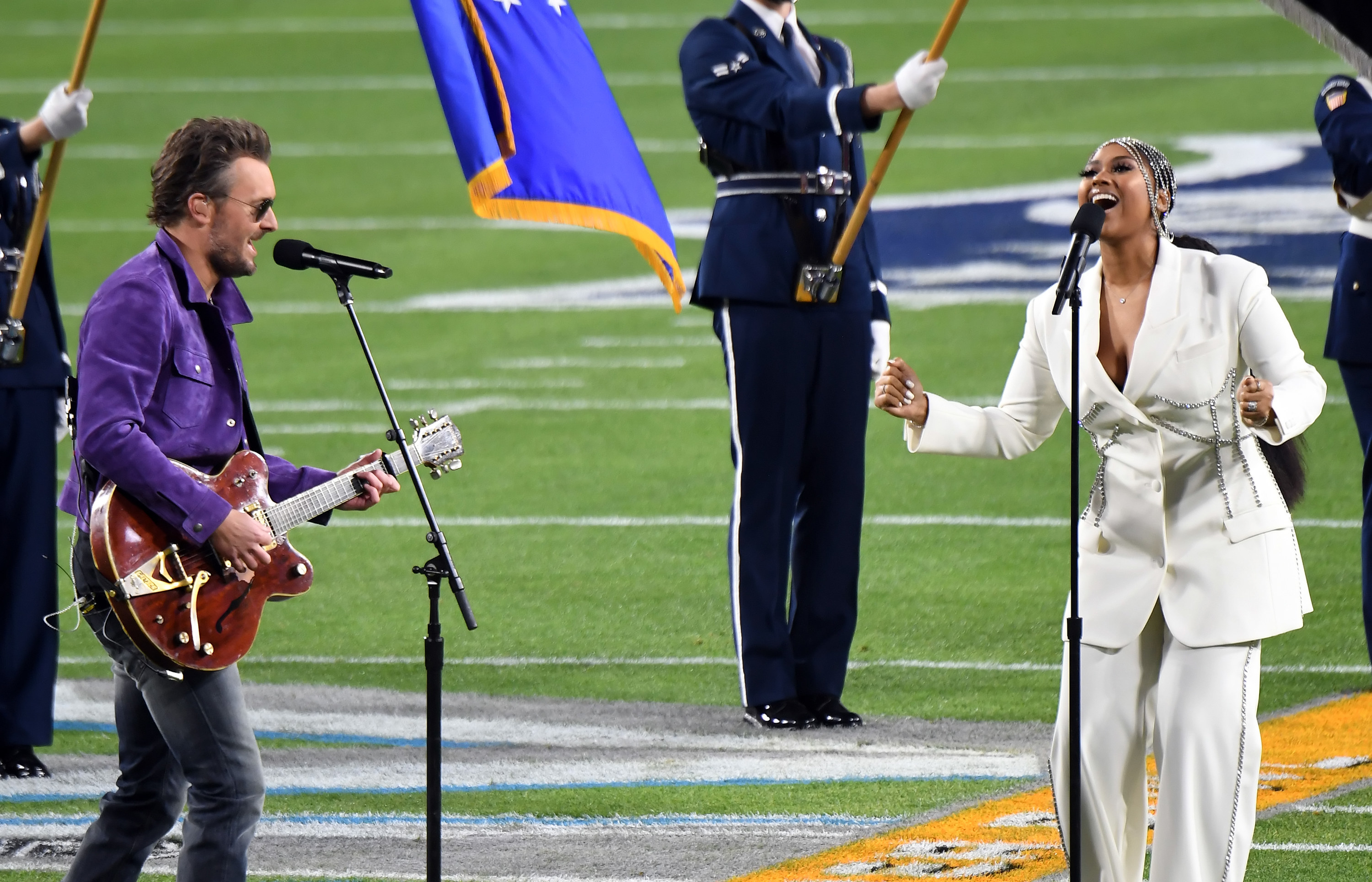 Watch H.E.R. and Jazmine Sullivan perform at the Super Bowl