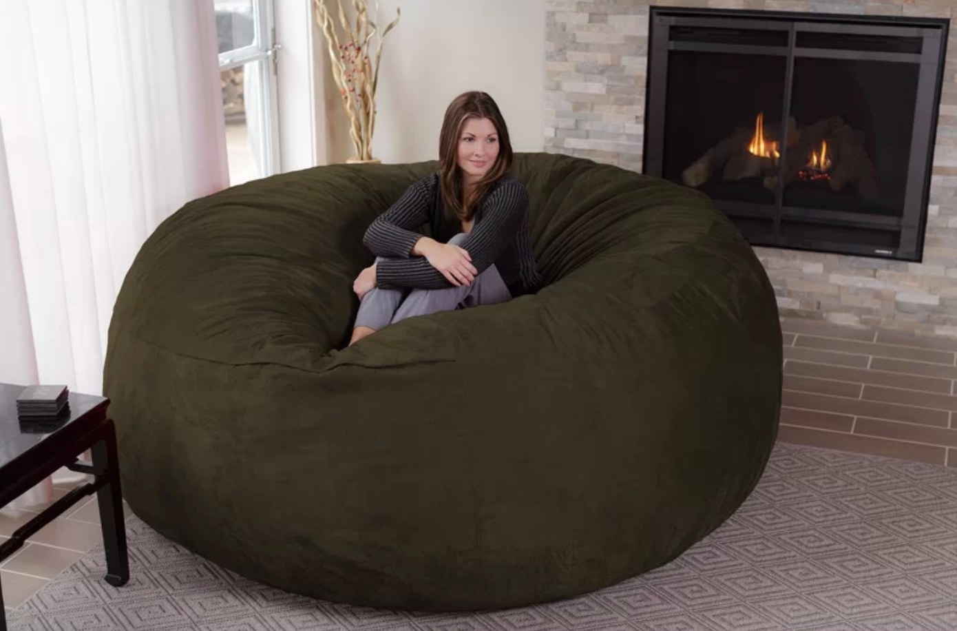 The large classic bean bag chair olive