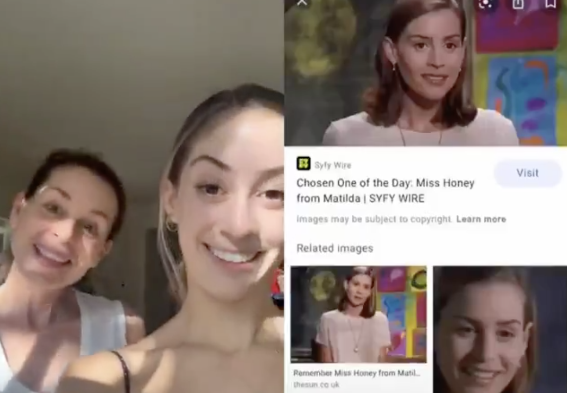 Embeth Davidtz who played Miss Honey appearing in a TikTok about Miss Honey