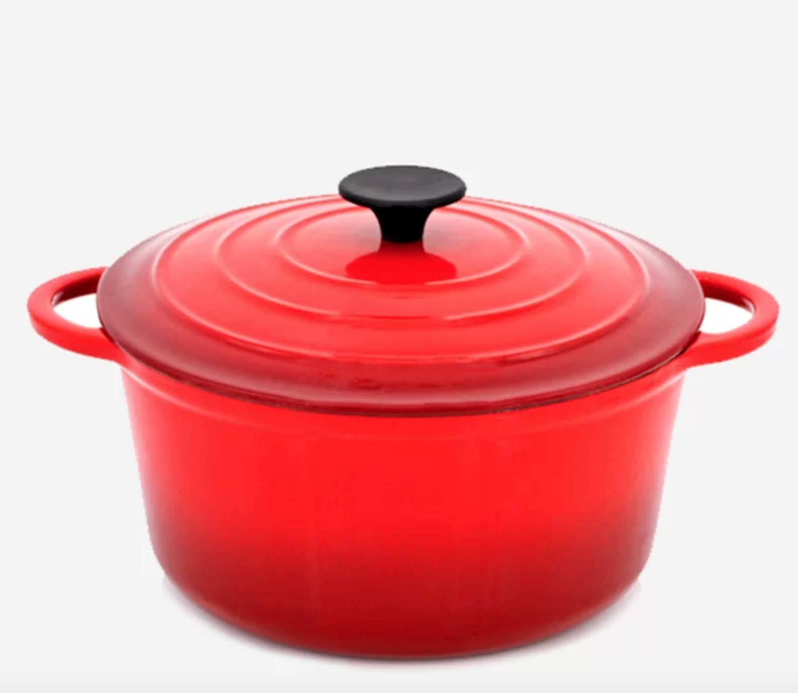 The cast iron dutch oven in red