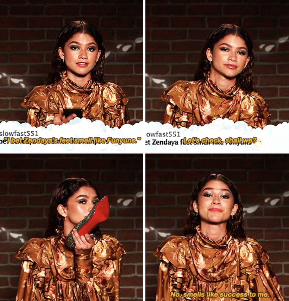 Zendaya reading a mean tweet about her &quot;smelly feet&quot;