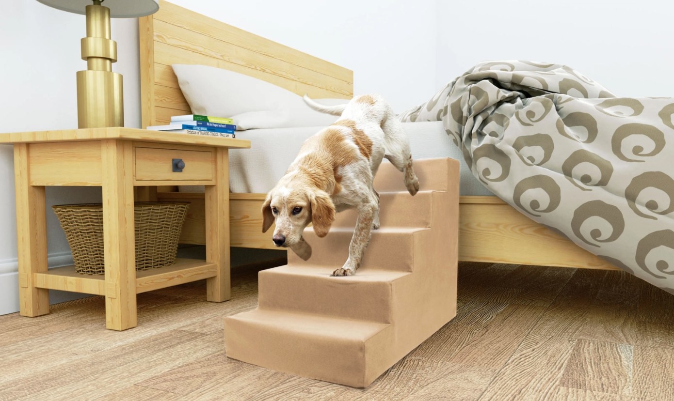 The stairs in camel beige