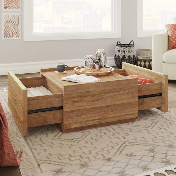 The square coffee table which has two pullout drawers