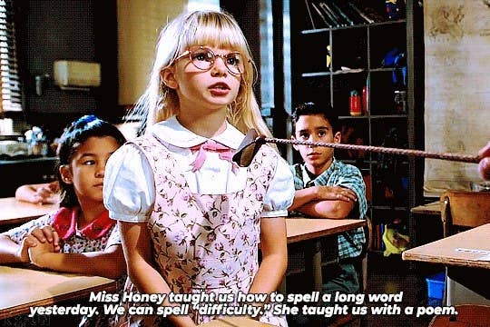 A little girl in the movie says &quot;We can spell difficulty with a poem&quot;